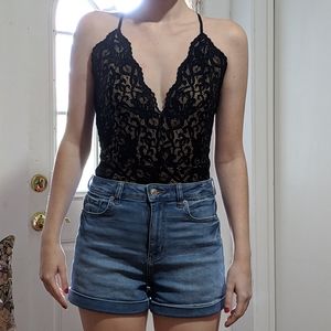 Black lace body suit